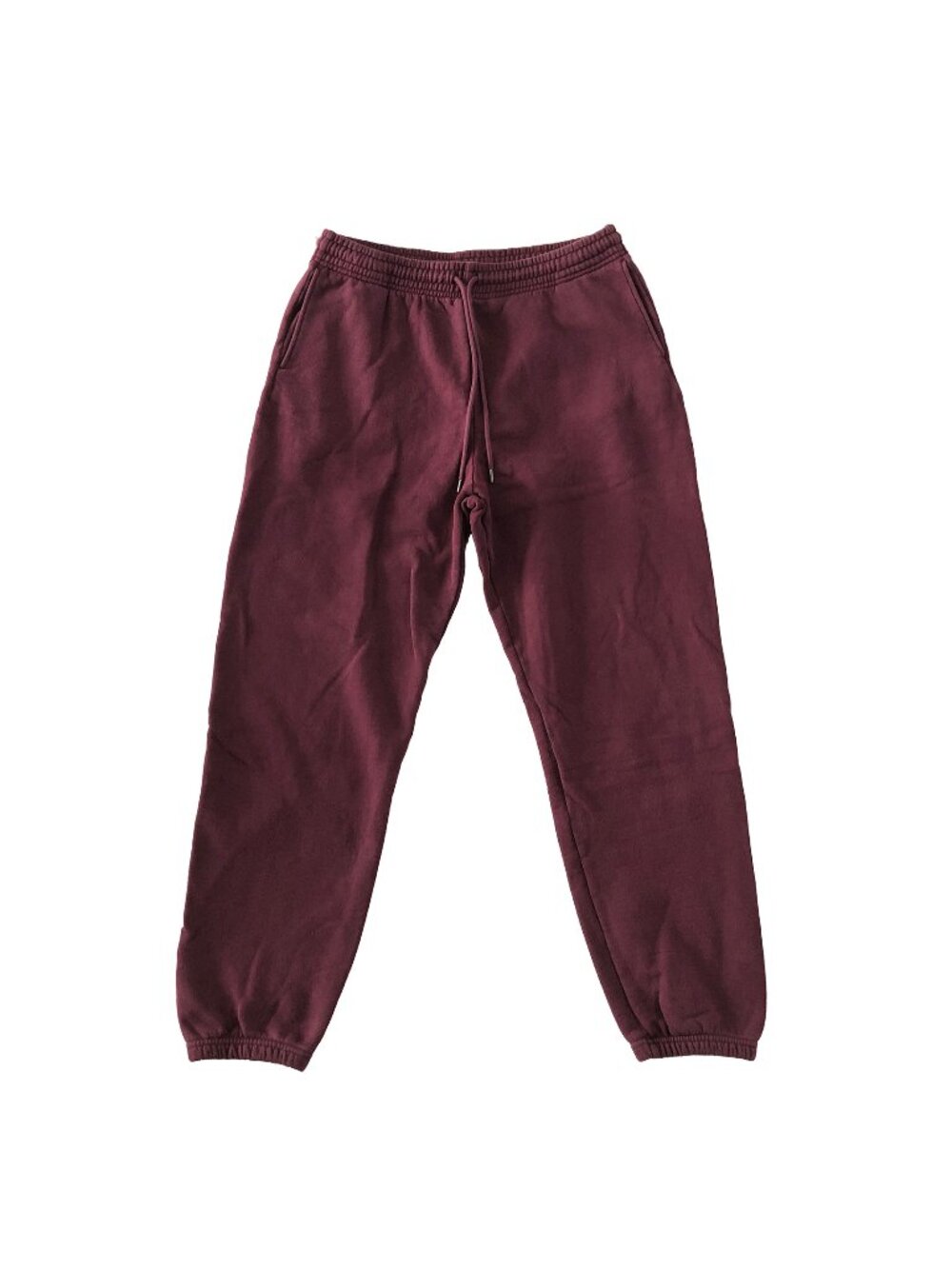 Uniqlo Sweatpants Womens L Wine Fleece Cuffed Drawstring Elastic Waist Joggers